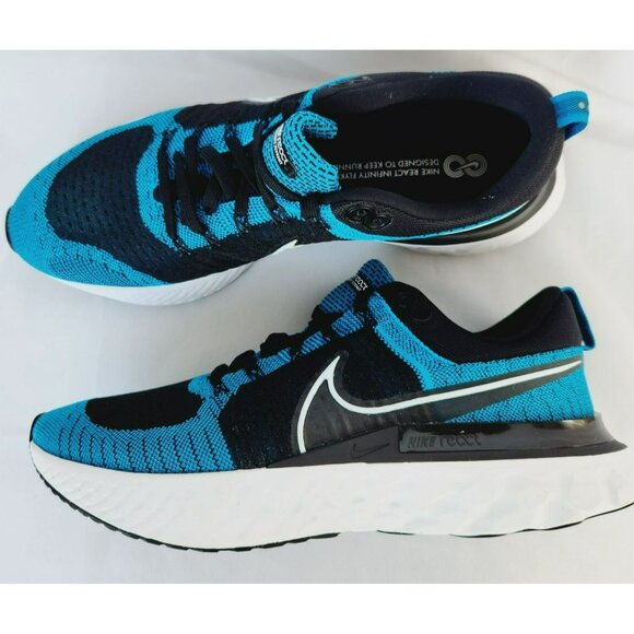14 MEN\'S NIKE REACT INFINITY RUN FLYKNIT 2 CT2357-400 BLUE BLACK RUNNING main image 6